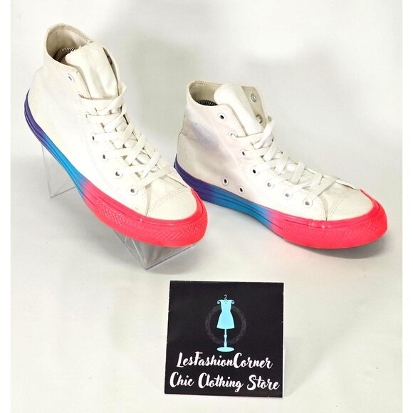 Converse White Cotton Chuck Taylor All Star Rainbow Sneakers Size 6 2043 - Picture 9 of 16